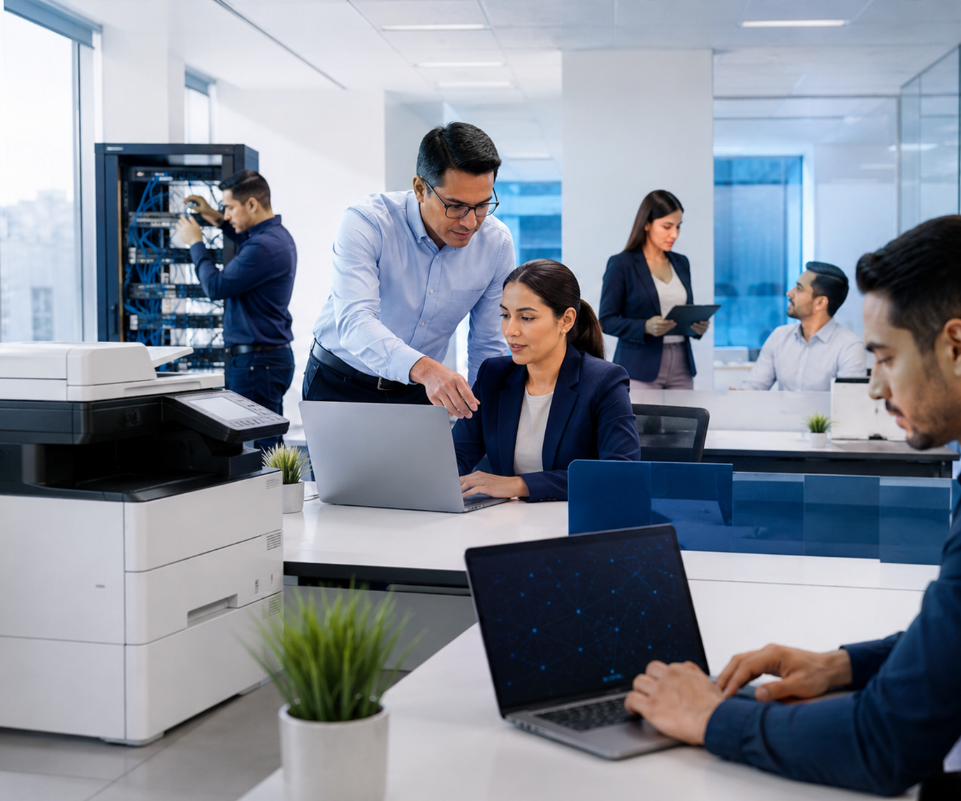 Equipo en oficina corporativa